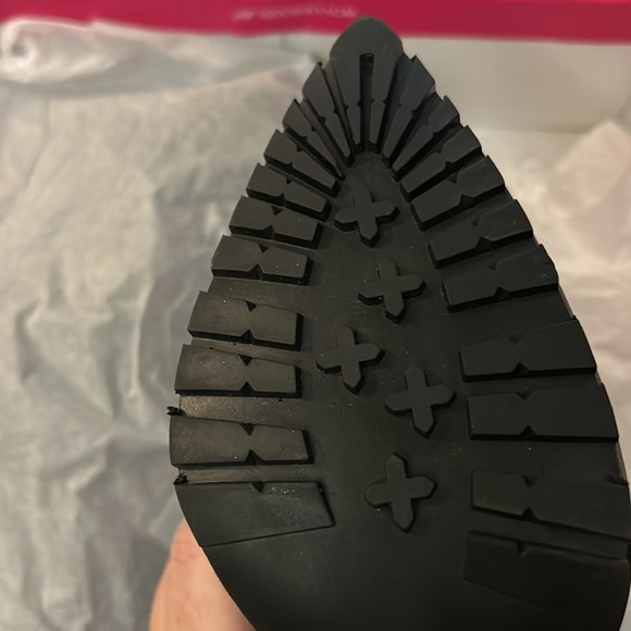 Shoedazzle Spice Up Your Life Black Stiletto Lug Sole Heeled Booties size 8 - Picture 7 of 8